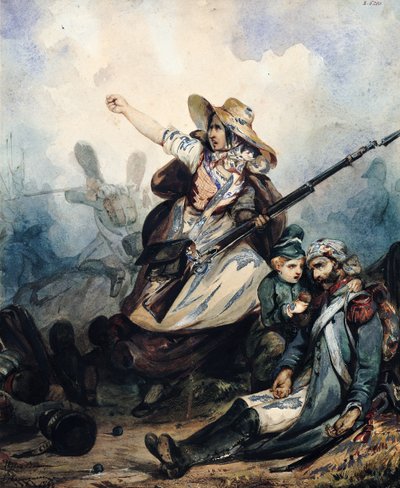 A Barricade in 1830 by P. Manguin